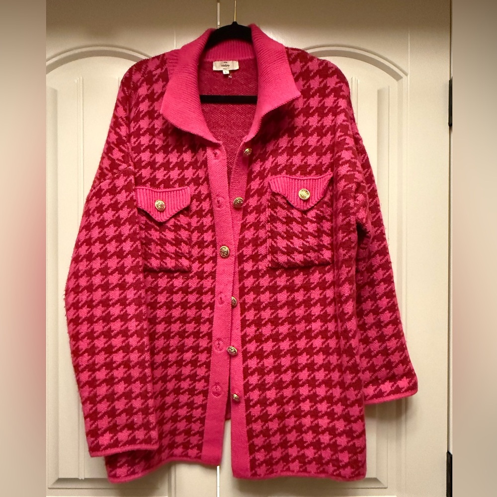 Entro Hot Pink Houndstooth Jacket - Picture 5 of 7